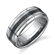 Step Edge Brush Finish Black Carbon Fiber 9 mm Comfort Fit Mens Tungsten Wedding Band Ring Size 8 to 13 Free Shipping