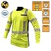 KwikSafety Class 3 High Vis Reflective Long Sleeve Moisture Wicking ANSI Safety Shirt - UV Protection, Contrasting Black Sides, FishBone Reflective Tape, & Left Chest Pocket, Yellow, Size Extra Large