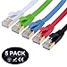 TecBillion Cat7 Shielded Ethernet Patch Network Cable- RJ45 Gold Plated Connector, 600 MHz/10Gbps-5 Color(Black/Blue/Red/Green/White), 4.92 Feet