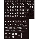 Large Print English Keyboard Stickers for the Visually Impaired (Non Transparent - White Letters on Black Background)