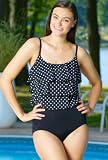Longitude® Robby Dots Plus Size Triple Tier Swimsuit - Plus Size Swimwear Plus Size Swimsuit