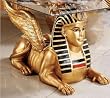 Golden Egyptian Sphinx Coffee Table With Glass Top Sculpture