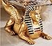 Golden Egyptian Sphinx Coffee Table With Glass Top Sculpture