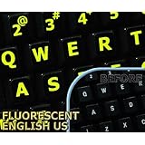 Glowing fluorescent Large Lettering English US keyboard sticker