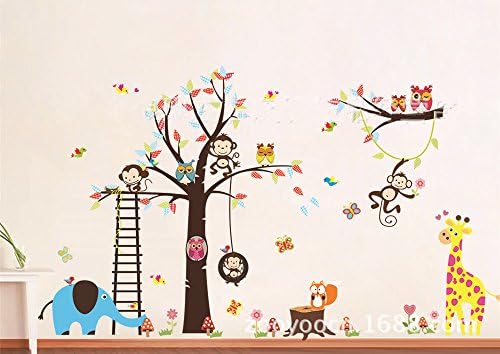 hayabusa TM "the owl monkey lion elephant"Wall sticker children's bedroom Home Decor Mural Sticker Wall Decal