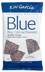 R.W. Garcia Blue, Blue Corn with Flaxseed Tortilla Chips, 10-Ounce Bags (Pack of 12)