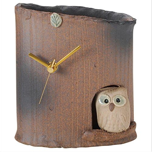 Shigaraki Japanese Ceramic Ware. A Desk Clock. Kodachi owl. 4-2837