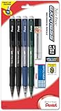 Pentel Twist-Erase EXPRESS Mechanical Pencil, 0.5mm, Assorted Barrel Colors (QE415LZBP4)