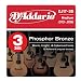 D'Addario EJ17-3D Phosphor Bronze Acoustic Guitar Strings, Medium, 13-56, 3 Sets