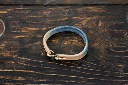Indigo Dyed Vegetable Tanned Full Grain Leather Cuff with Brass 'S' Clasp