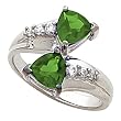 14K White Gold Chatham Created Emerald and Diamond Ring