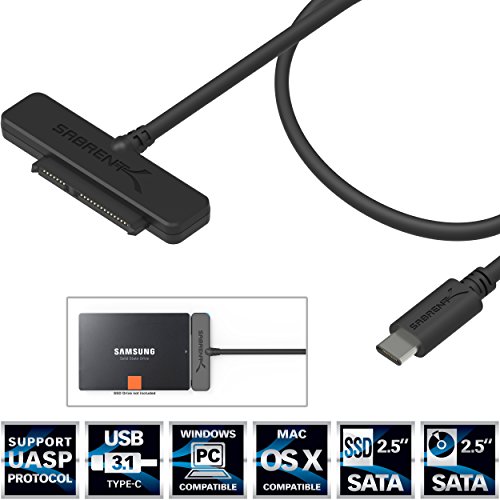 Sabrent USB 3.1 Type C to SSD / 2.5-Inch SATA Hard Drive Adapter [Optimized For SSD, Support UASP SATA III] (EC-HDSS)