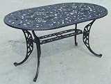 Rose Cast Aluminium Oval Matt Black Table 140cm x 85cm