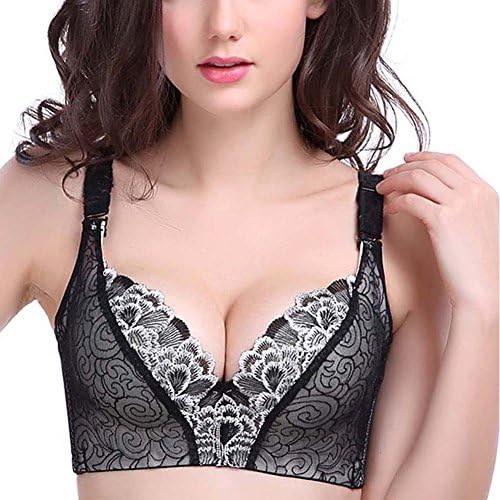 Honboo Women Lace Embroidery Underwire Bras Padded Push Up Lingeries
