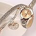 Women's Fashion Rhinstone Faux Leather Wrap Bracelet Quartz Watch with Heart Pendant (Grey)