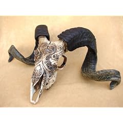 Widdergeweih Widder H�rner Geweih verziert aus Kunststein 48 cm