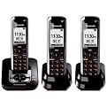 Panasonic DECT 6.0 Cordless Phone System with 3 Handsets - Black (KX-TG7433B)