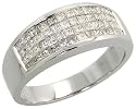 14K White Gold 5/16" (8mm) wide Men's Ring, w/ 1.25 Carats Invisible Set Diamonds