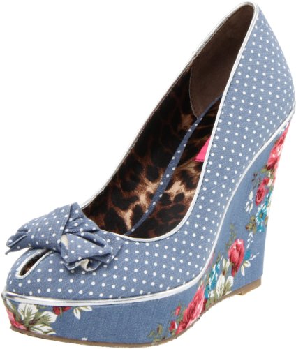 Betsey Johnson Women's Misssie Wedge Sandal,Blue Multi,6.5 M US