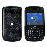 For Blackberry Curve 8520 Hard Case White Flower Black