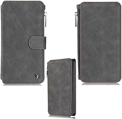 EHIPI Galaxy Note 5 Dermis Wallet case,Handmade Genuine Cowhide Leather Wallet Cover Case - Classic Matte Leather Wallet Type Case with zipper wallet Case for Samsung Galaxy Note 5 (NOTE5-Black)