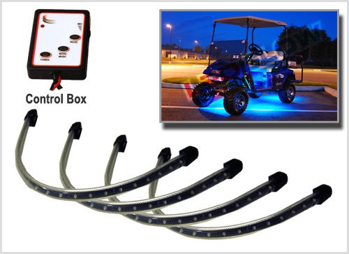 4pc Blue LED Golf Cart Underbody Underglow Light Kit