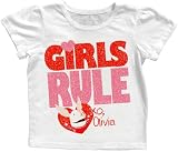 Olivia Girls Rule Glitter Toddler White T-shirt Tee