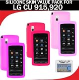 Silicone Skin 3 pc. Value Pack for your LG VU CU915 (Red, Light Pink, Hot Pink) Bonus DBRoth Microfiber Cleaning Cloth Included