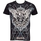 Chained Fleur de Lis Metallic Silver Embossed Short Sleeve Crew Neck Cotton Mens Fashion T-Shirt ( 2 Colors )