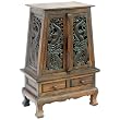 Handmade Asian Furniture - 37" Chinese Dragons Storage Cabinet / End Table - Rich Dark Finish