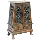 EXP Handmade Asian Furniture - 37" Chinese Dragons Storage Cabinet / End Table - Rich Dark Finish