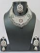 Red Green Crystal Fashion Jewelry Silver Finish Traditional Necklace Earrings Set