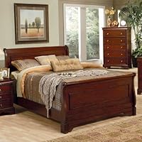 Queen Size Sleigh Bed Louis Philippe Style in Mahogany Finish