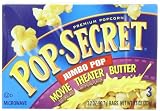 Pop Secret Jumbo Pop Movie Butter, Microwavable Popcorn, 3 -3.2 oz packs, 9.6-Ounce Box, (Pack of 6)