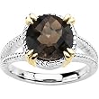 Sterling Silver and 14K Yellow Gold Smoky Quartz Ring