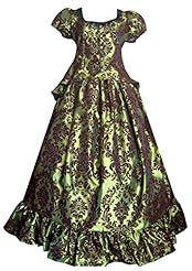 Taffeta/Velvet Floral Print Belted  Lace Short Sleeves  Dress With a Ribbon  and a Sash  and Ruffles