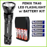 Fenix TK40 LED Flashlight in Black + Rechargeable Battery Kit