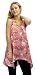Curve Appeal PLUS SIZE Poly Stretch Print Strip Top w/ Zipper Trim and Handkerchief Hem in Red, Size: 2X