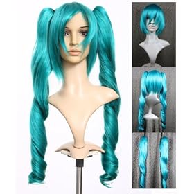 Cosplayland C138 70CM 2 Curly Ponytails Pigtails Vocaloid Miku Green Wig (1 Price 2 Wigs)
