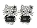 Adorable BLACK Enameled Hello Kitty T-Shirt Crystal Stud Earrings Silver Tone ~ Comes...