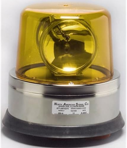 Action Lite Revolving Beacon 12V, 2 Sealed Beam, Stainless Steel Base, Permanent Mount, Amber