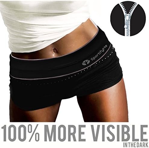 #1 Reflective Running Belt -Premium Runners Belt - Flip Band Workout Belt - ZIPPER option Fitness Belt Superior 2 iPhone Armband - Reflective Belt Piping & Logo Running Waist Pack 4 keys,CC, Iphone 6