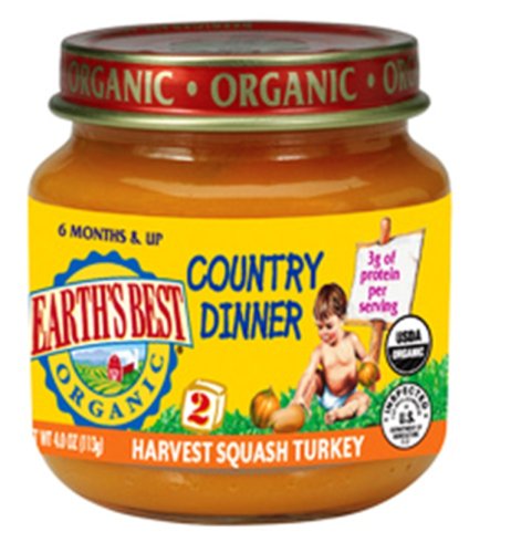 Earth's Best 2nd Harvest Squash Turkey, 4 Ounce Jars (Pack of 12) by Earth's Best