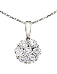 14K White Gold 1 Ct Cluster Diamond Pendant (chain NOT included)