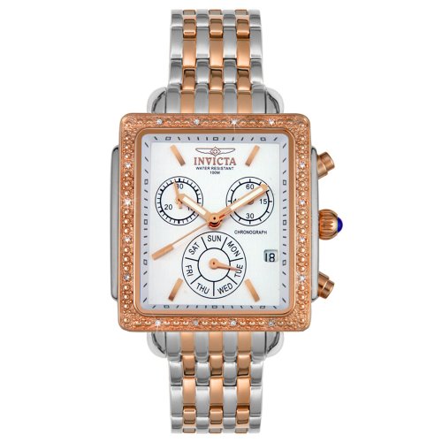 Invicta Women's 5376 Square Angel Diamond Rose and Silver-Tone Chronograph Watch