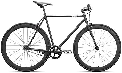 Populo Bikes York Fixed Gear Single Speed Urban Fixie Road Bike, Matte Black/Black, 49cm/Small