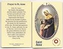 Saint Anne Prayer Card With Relic