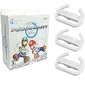 Skque Nintendo Wii Mario Kart Game with OEM Nintendo Wheel + Steering Wheel White Lot x 3 Bundle Kit Set
