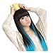 DAYISS Black+Blue Color Fashion Womens Lady Sexy Straight Wigs Style Cosplay Long Hair