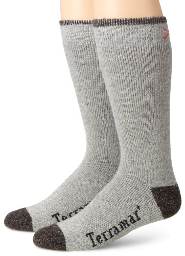 Terramar Men's Sub Zero Crew Socks (2 Pack), X-Large, Grey Heather